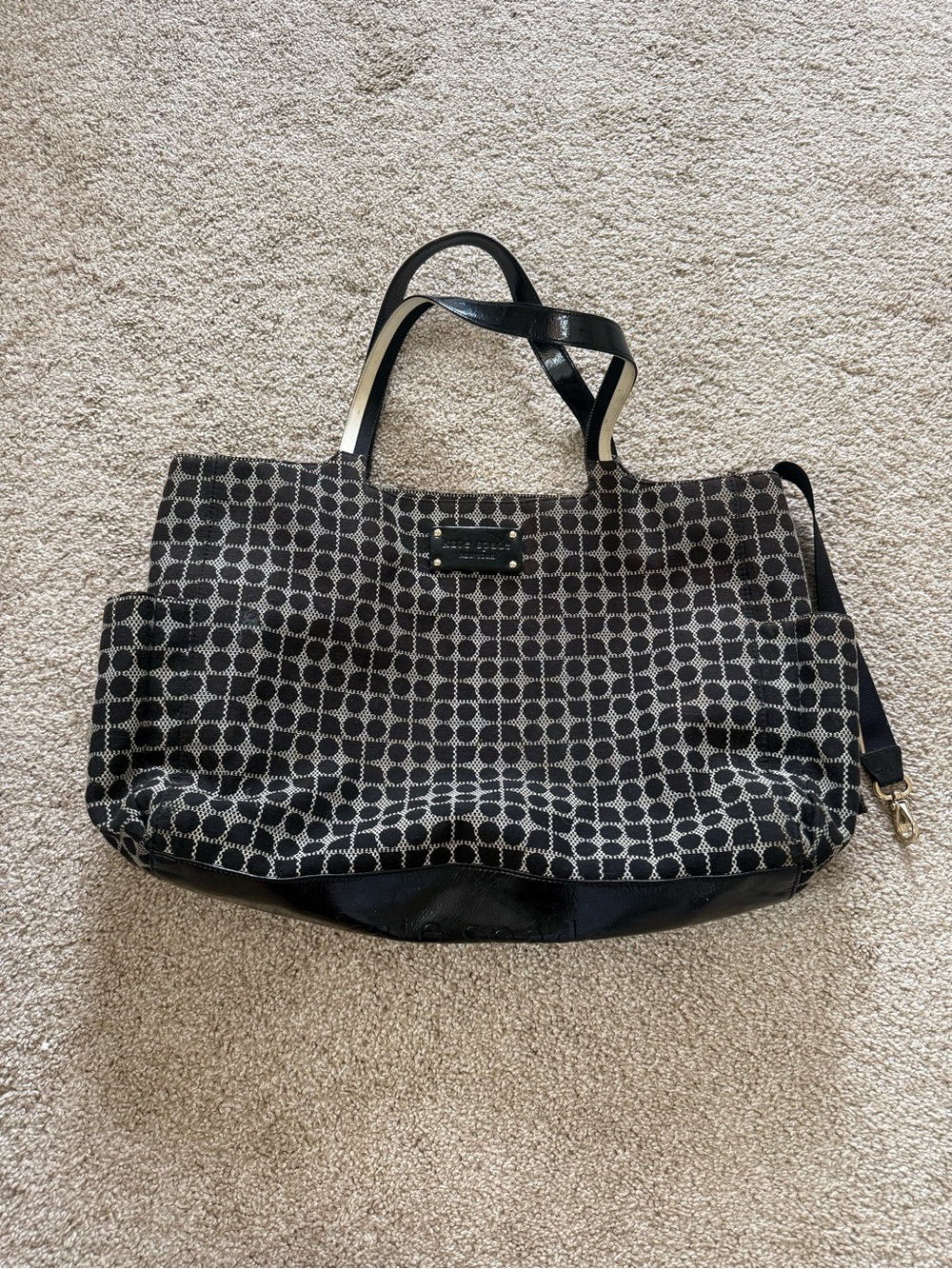 Kate Spade Black and White Geometric Canvas Tote